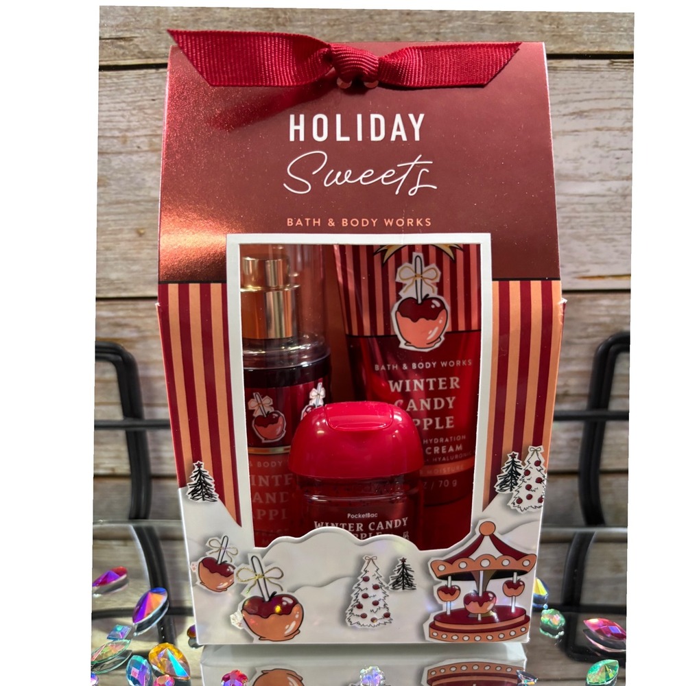 Bath Body Works Winter Candy Apple Holiday Sweets Gift Set Mist Lotion Pocketbac